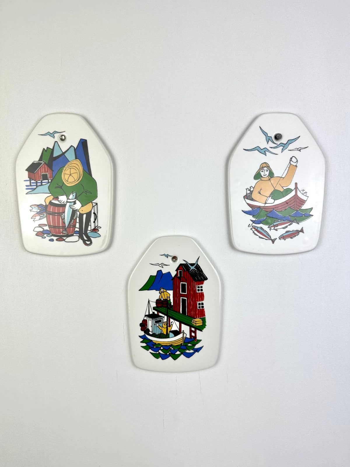 Mid Century Porzellan Wandbilder, Norwegen 1950